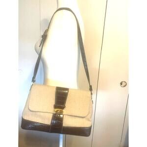 Vintage Etienne Aigner Purse Canvas and Leather Shoulder Bag‎